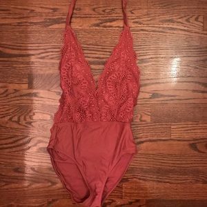 low cut one piece bathing suit WORN ONCE